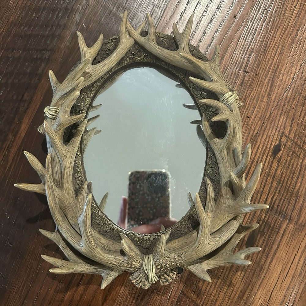 Deer Antler Mirror Wall Decor Rustic Farmhouse Cabin